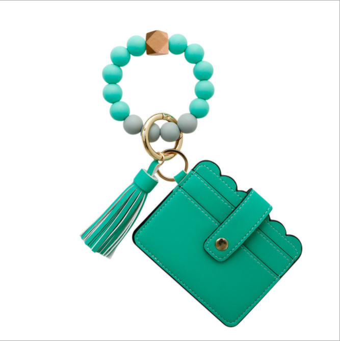 Women's Card Wallet Bracelet Key Ring Bangle Keychain Wristlet