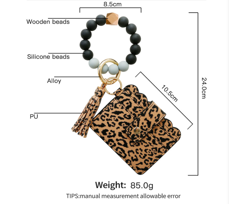 Women's Card Wallet Bracelet Key Ring Bangle Keychain Wristlet