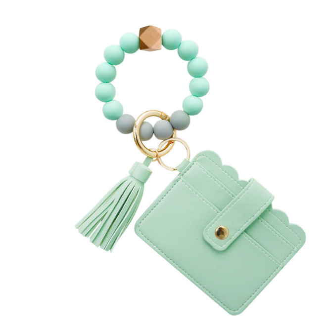 Women's Card Wallet Bracelet Key Ring Bangle Keychain Wristlet