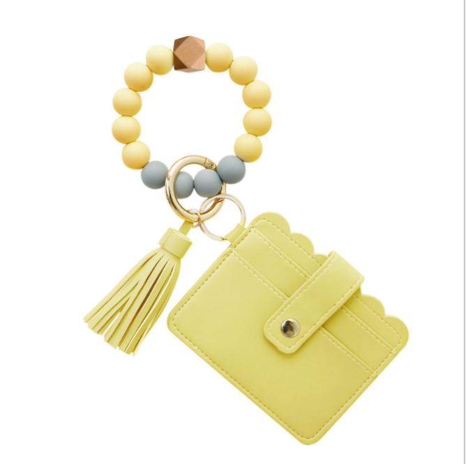 Women's Card Wallet Bracelet Key Ring Bangle Keychain Wristlet