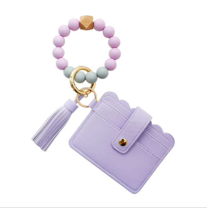 Women's Card Wallet Bracelet Key Ring Bangle Keychain Wristlet
