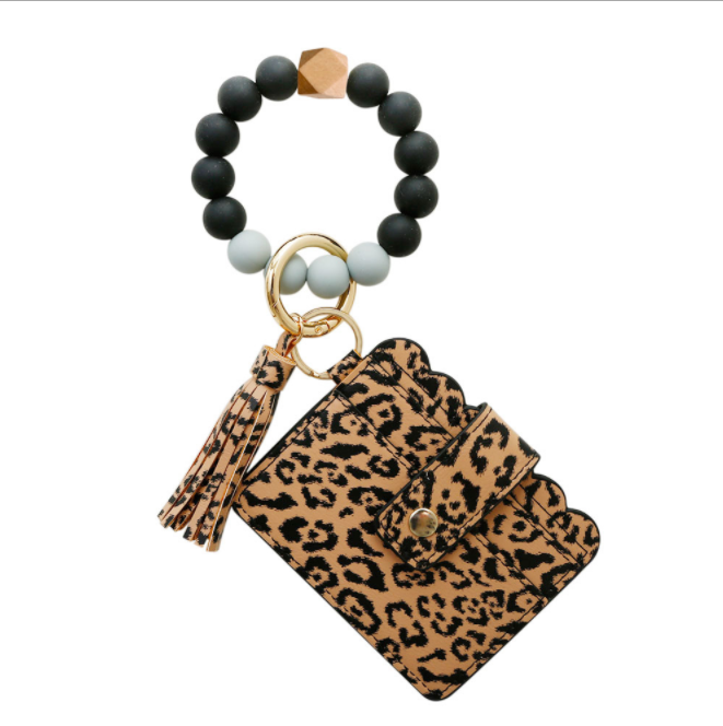 Women's Card Wallet Bracelet Key Ring Bangle Keychain Wristlet