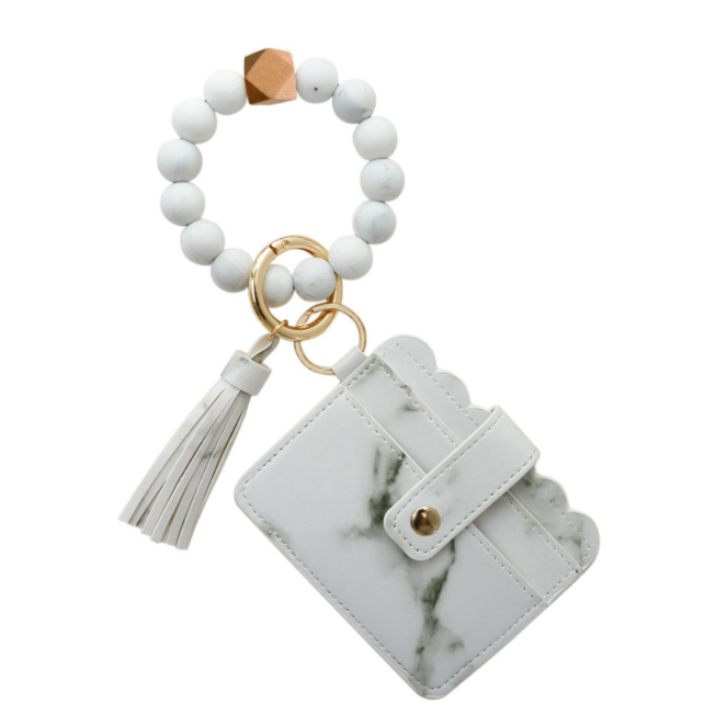 Women's Card Wallet Bracelet Key Ring Bangle Keychain Wristlet